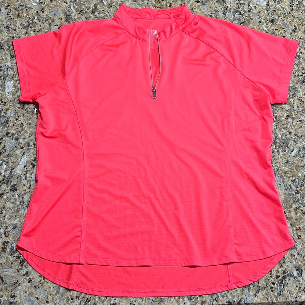 TAIL White Label orange half-zip crew neck short sleeved athletic top